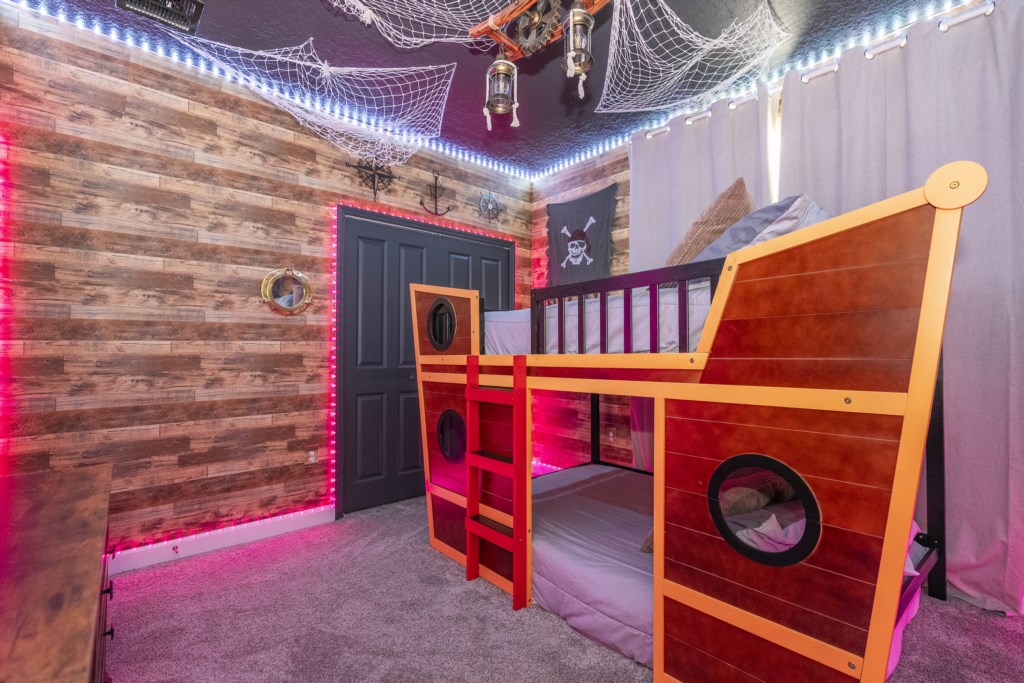 Pirate Themed Bedroom with bunk bed full over full