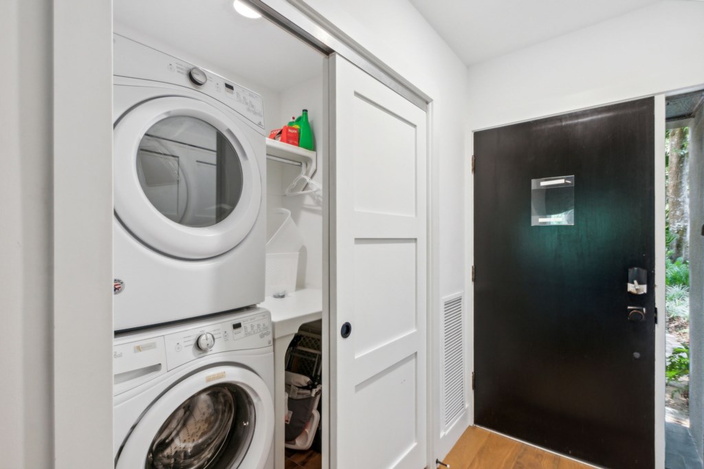 Laundry area located to right after front entry door.