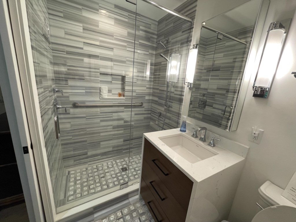 Master bathroom vanity and walk-in shower 