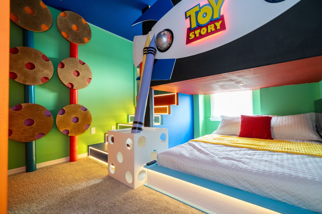 Toy Story Themed Bedroom w/ 2 full beds + 2 TV's