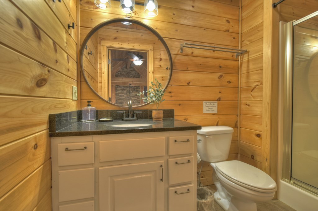 Bathroom in the open sleeping loft 