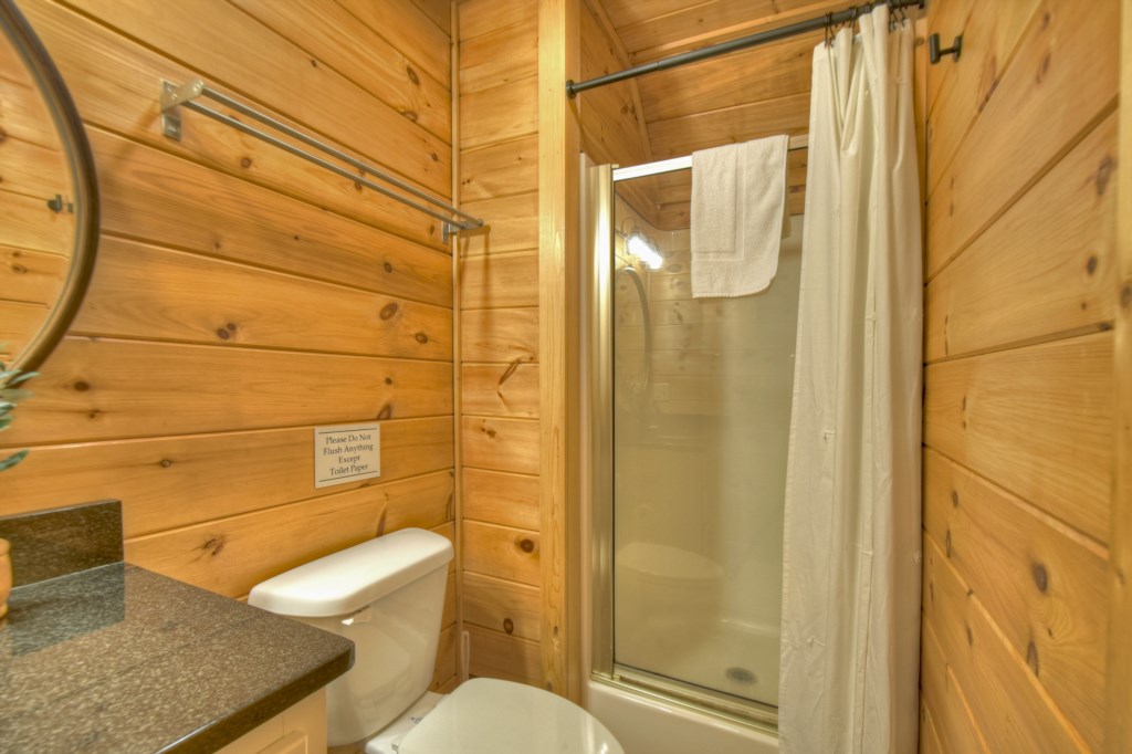 Bathroom in the open sleeping loft 