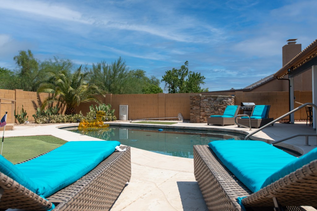 pool area, sun lounges 