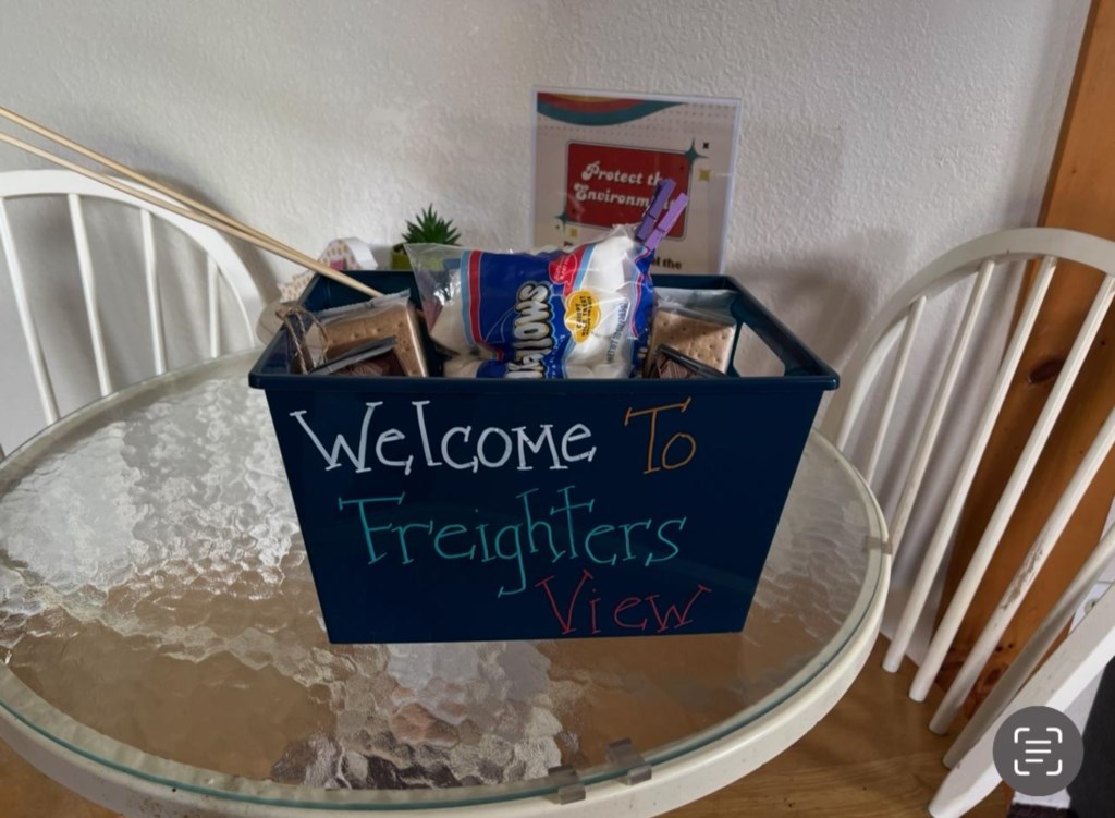 Welcome smores for Fire pit in Freighters view