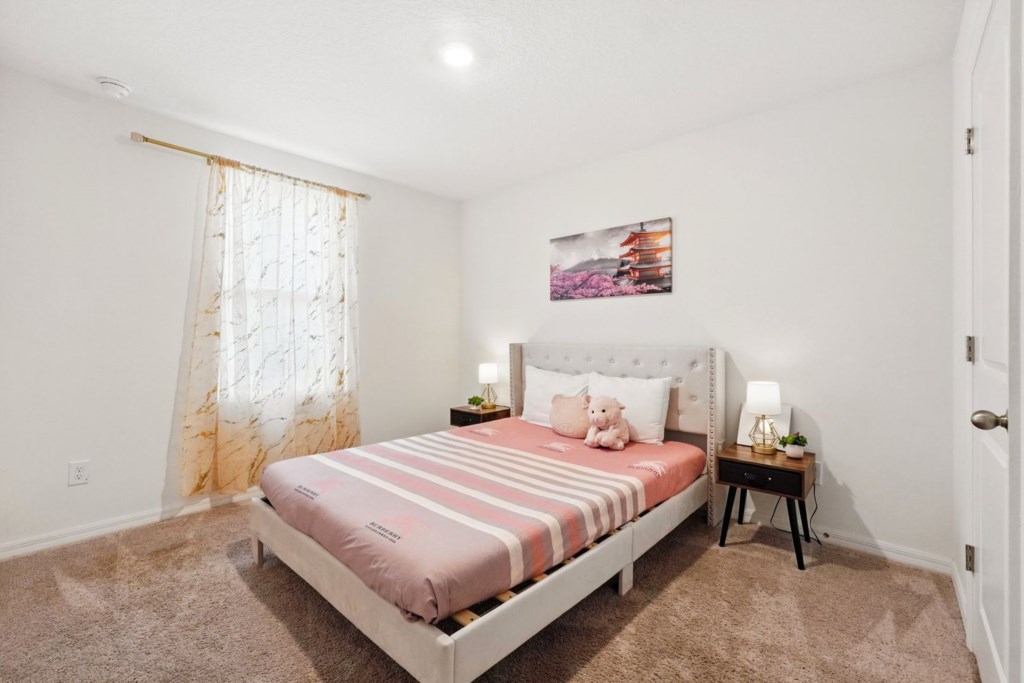queen's room with queen sized mattress with how a little pretty girl butterflies to be a princess n queen on wall...