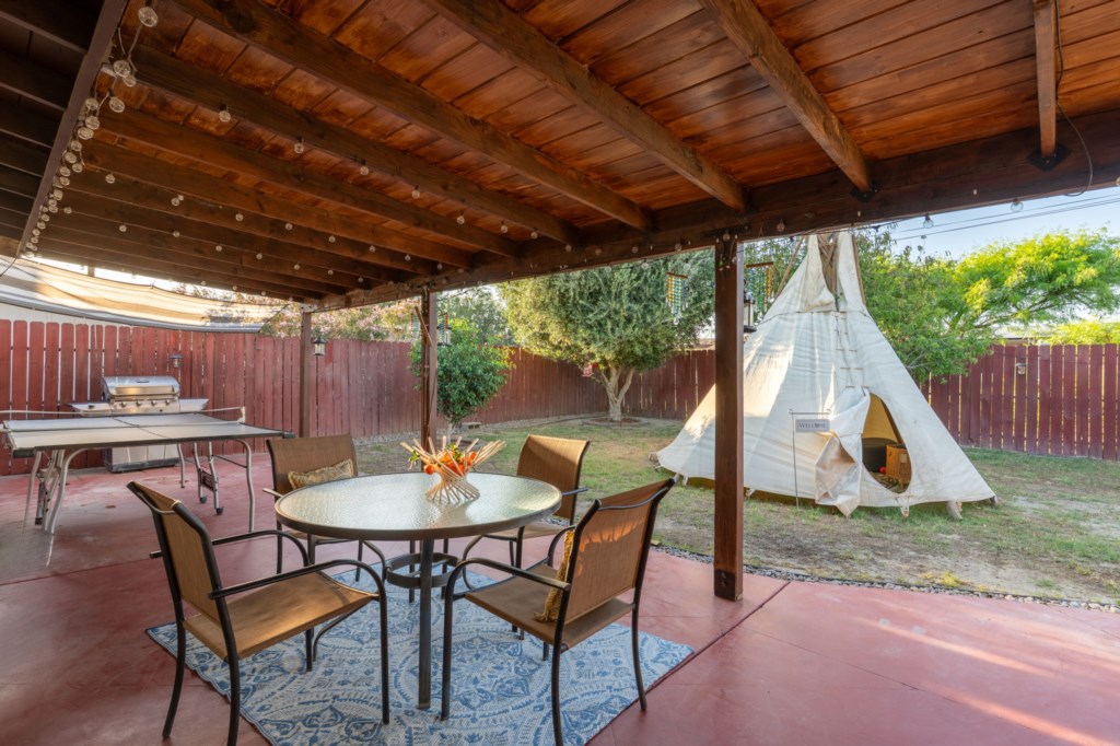 A lovely backyard to enjoy the mornings and evenings ***Teepee non-accessible and to be removed May 2025***