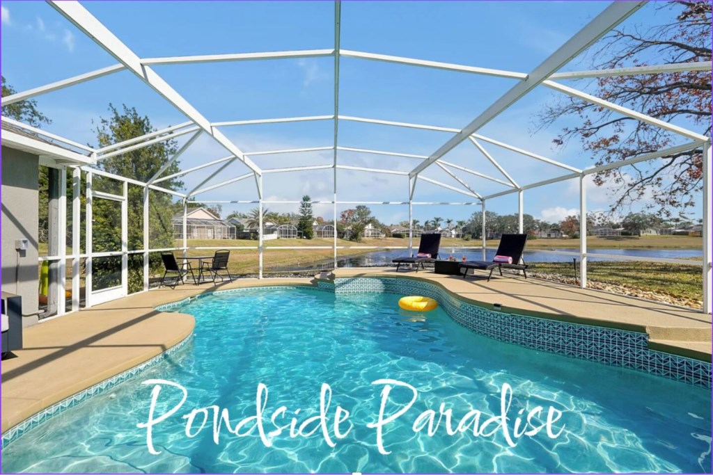 Unwind by your private saltwater pool with serene pond views. Perfect for relaxation!