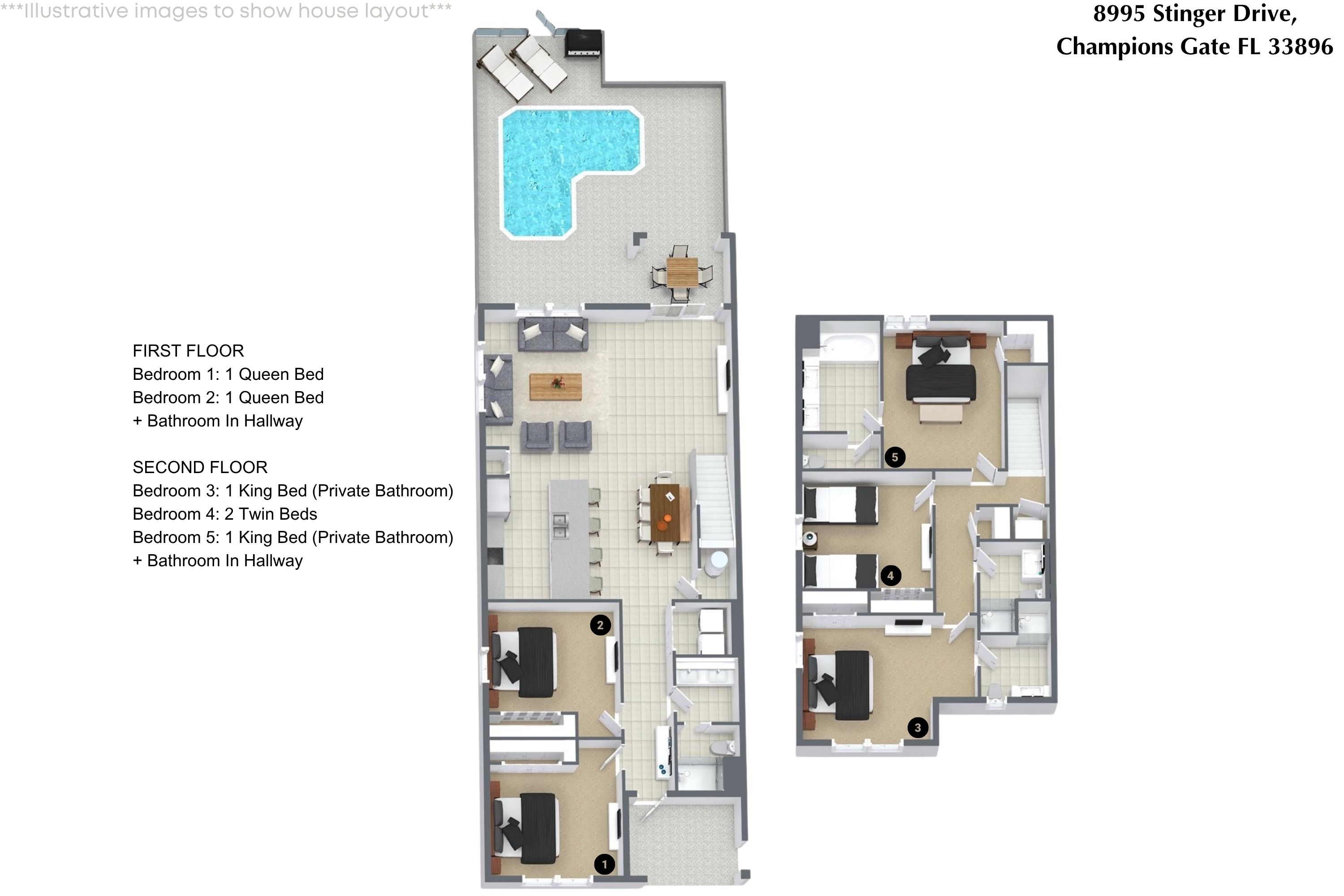 8995 Stinger Drive, 5-bedroom vacation townhouse in Champions Gate, FL — photo 33 of 58