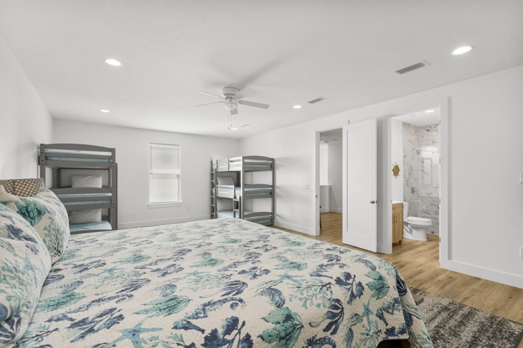 King Bedroom With Six Twin Bunk Beds And Private Bathroom On 3rd Floor