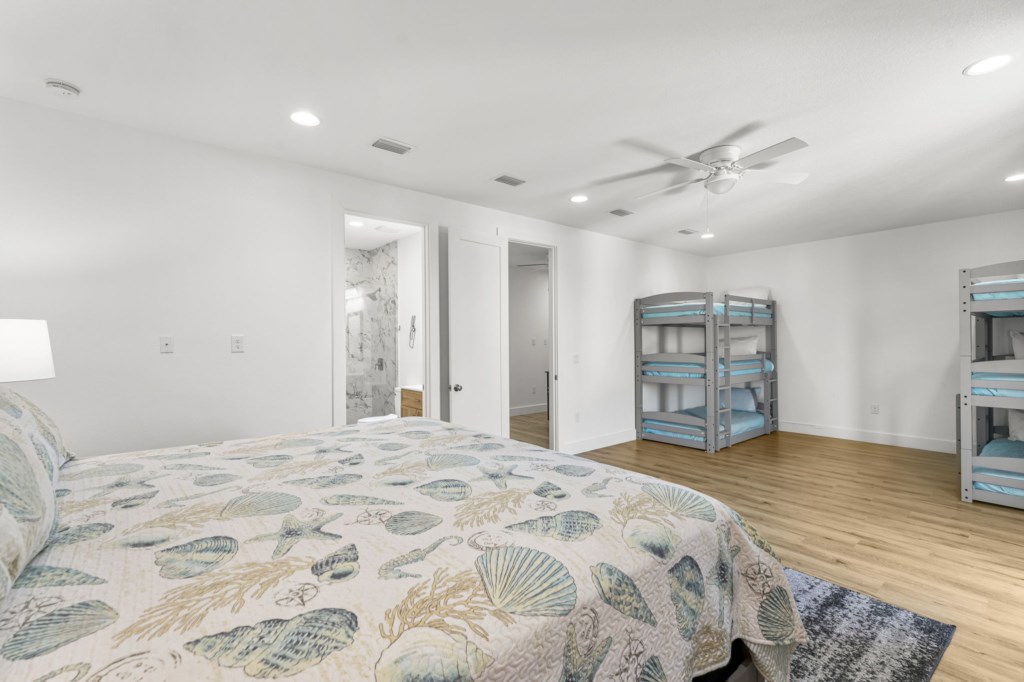 King Bedroom With Six Twin Bunk Beds And Private Bathroom On 3rd Floor