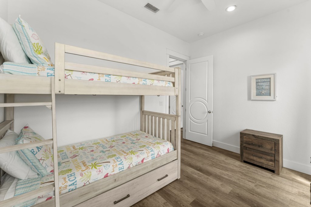 Bunk Bedroom With Three Twin Beds On 3rd Floor