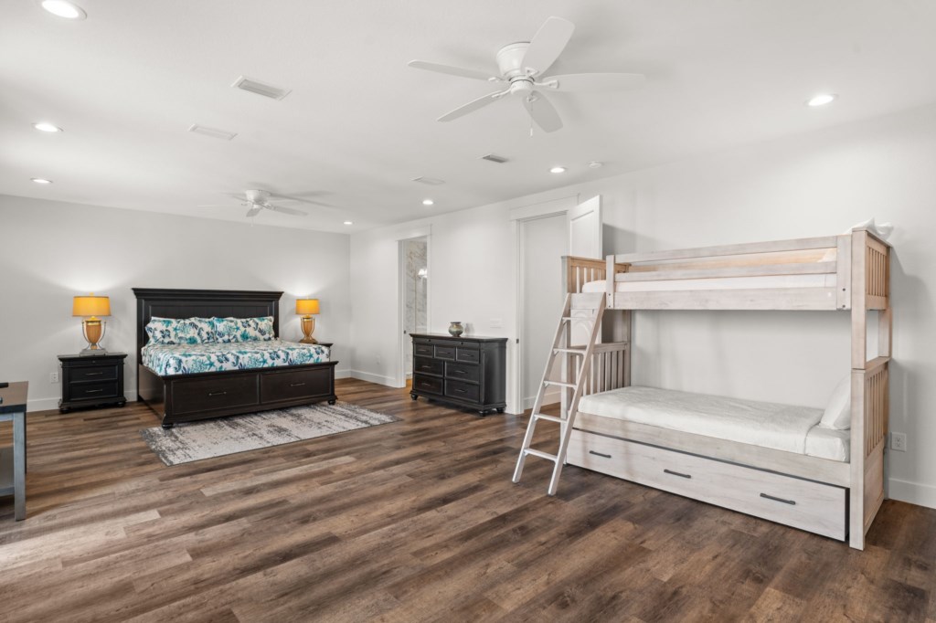 Guest Bedroom With King Bed, Three Twin Beds, and Private Bathroom On 3rd Floor