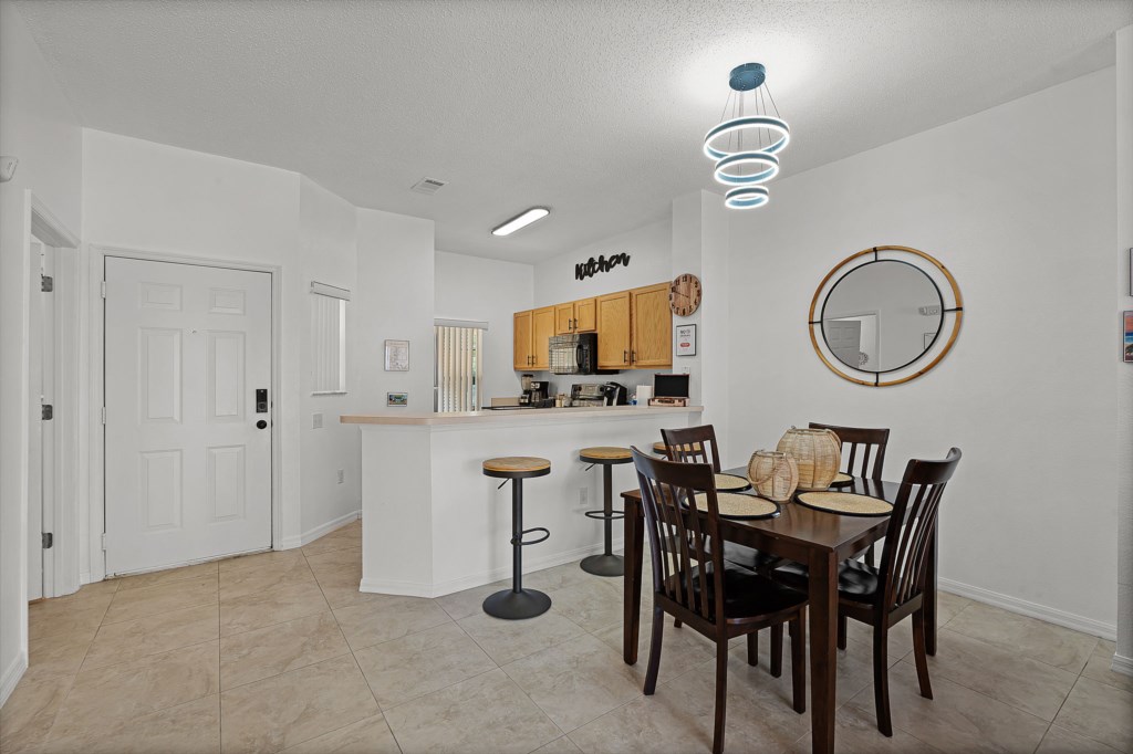 Open kitchen and easy flow to dining area.