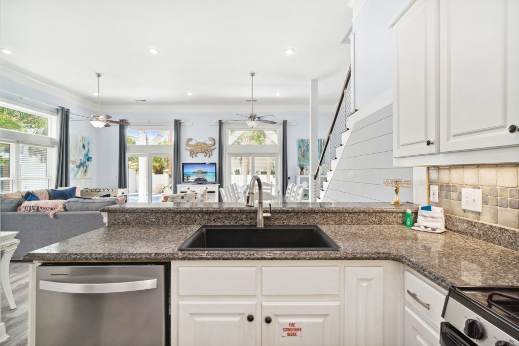 Kitchen Open to Living and Dining area 