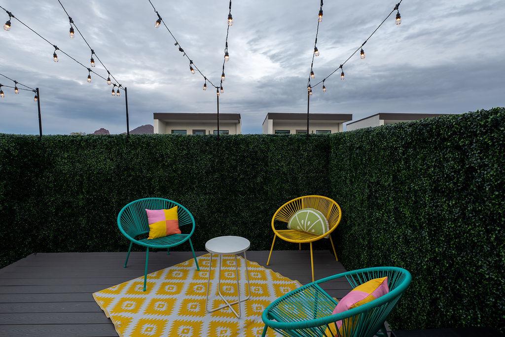 Rooftop hot tub and lounge seating