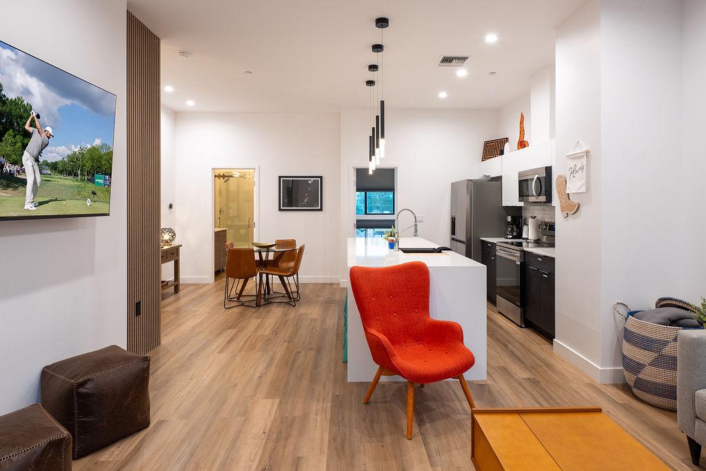 Living room and kitchen area