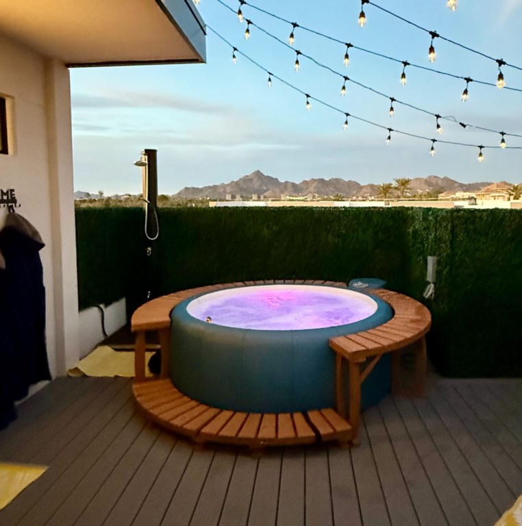 Private hot tub is complimentary during stay