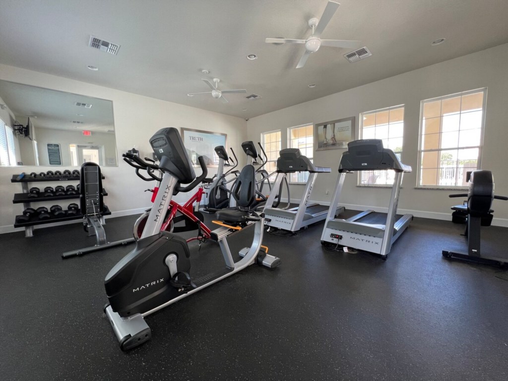 Fully Equipped Communal Fitness Center: Features a range of exercise equipment to support your workout needs.