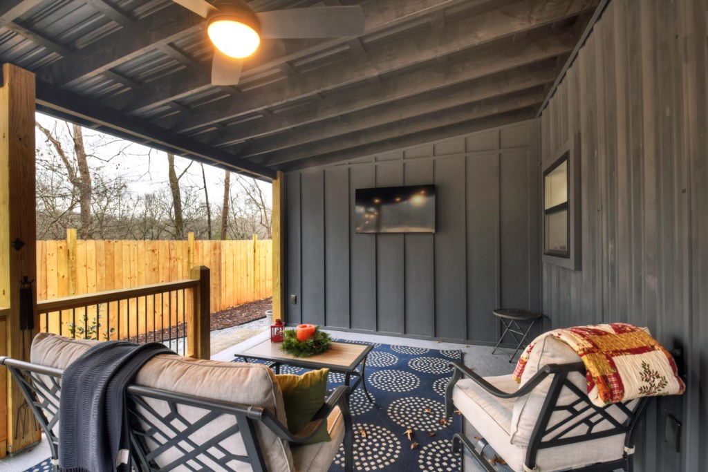 Enjoy the outdoors with a modern touch in this outdoor seating area.