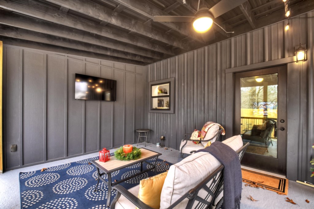 Enjoy the outdoors with a modern touch in this outdoor seating area.