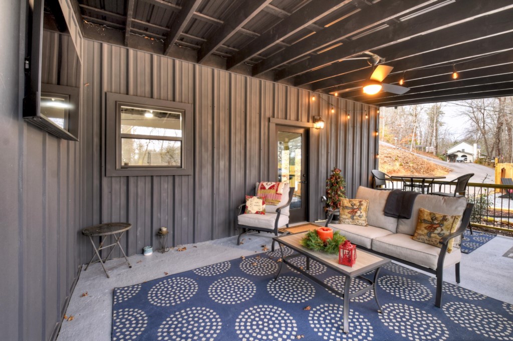 Enjoy the outdoors with a modern touch in this outdoor seating area.