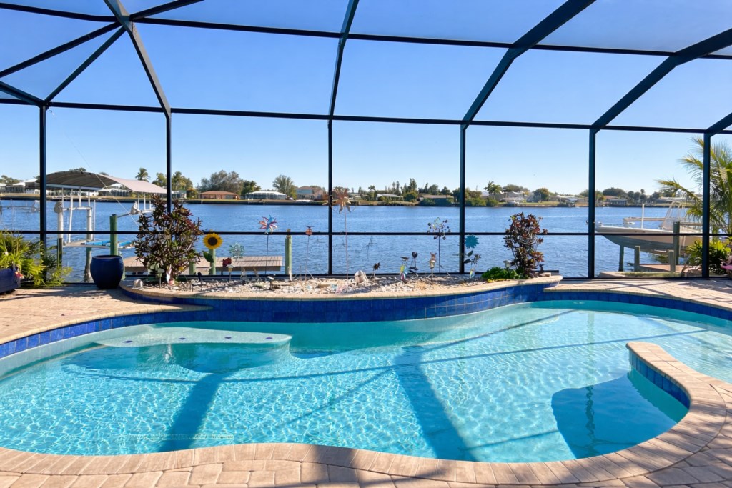 Pool with water view 