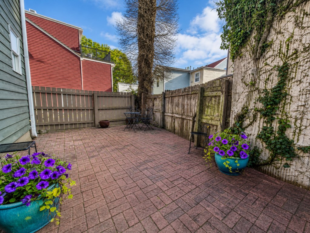 Private enclosed courtyard behind the house.