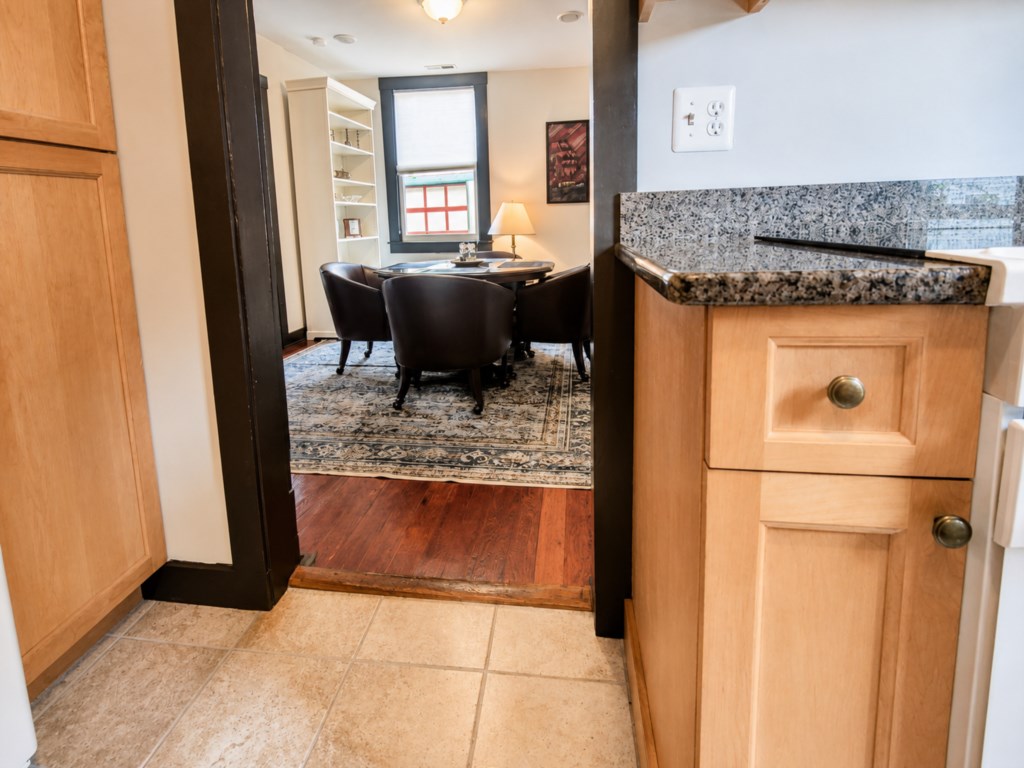 From the kitchen looking into dining room