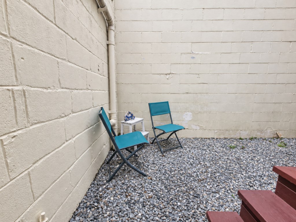 Cute little area out behind the house where you can enjoy your morning coffee.