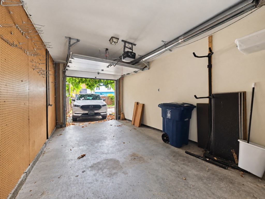 Interior garage view toward the entrance.