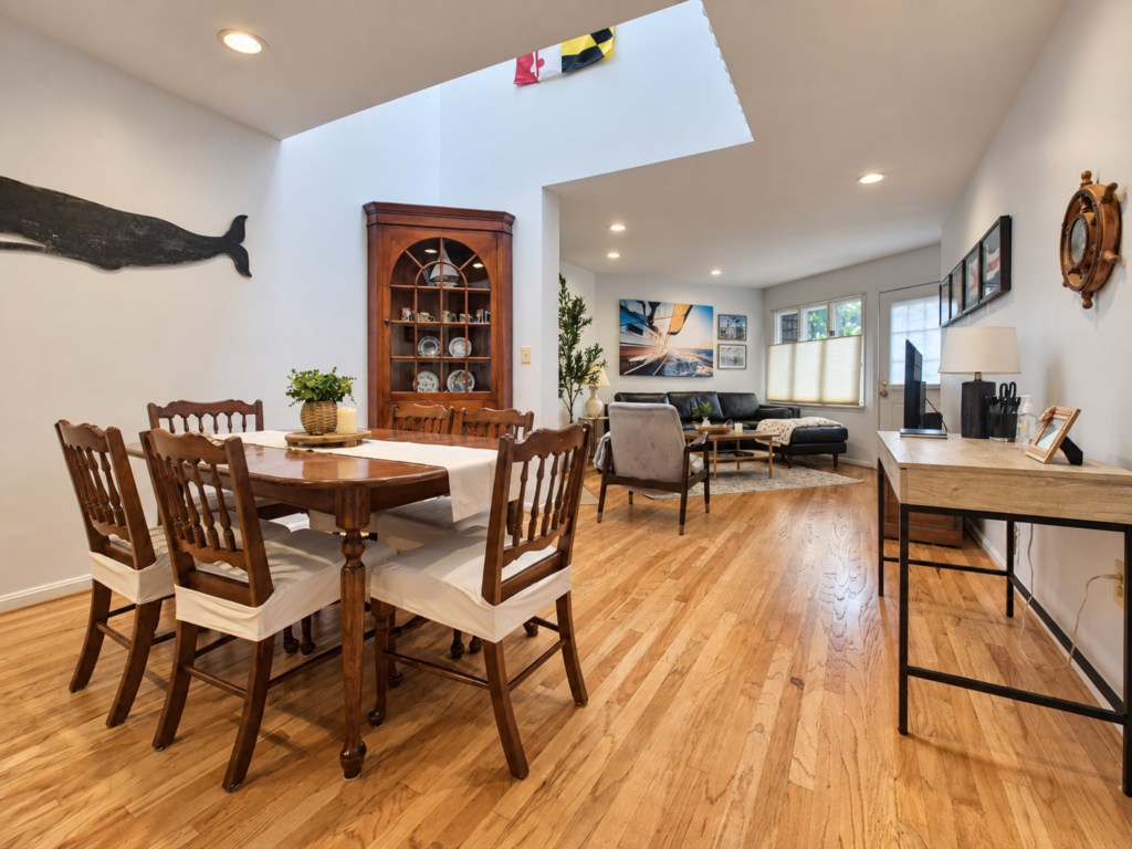 Dining area opening into the living room.