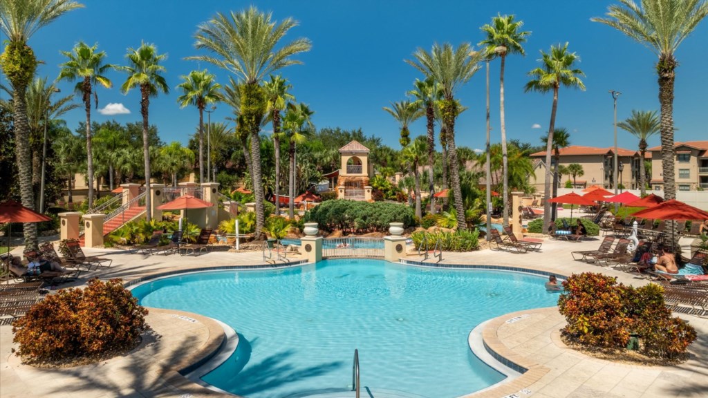 Resort Pool
Lagoon-style swimming pool surrounded by tall palms, lounge chairs, and umbrellas.