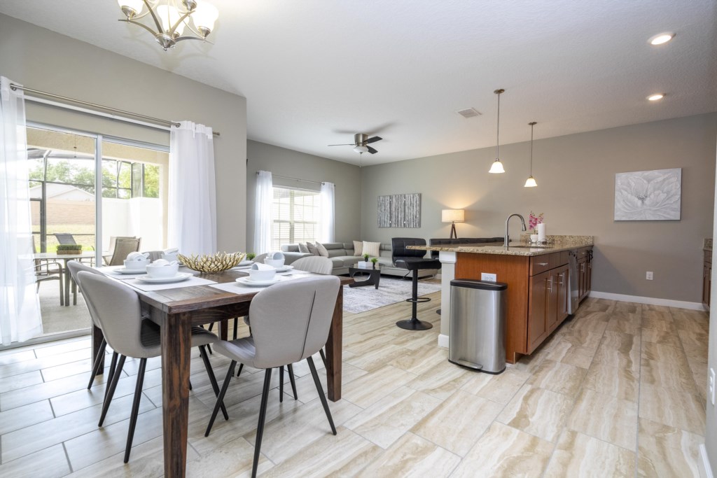 Open floor dining and living