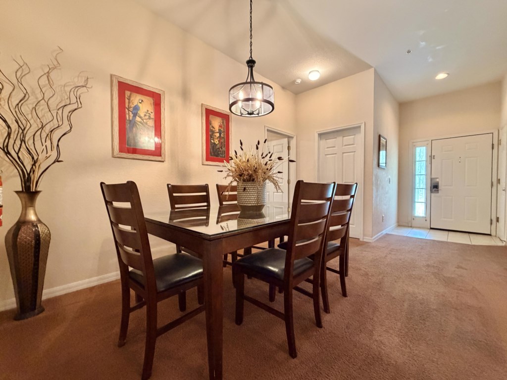 Comfortable dining space for family meals and game nights.
