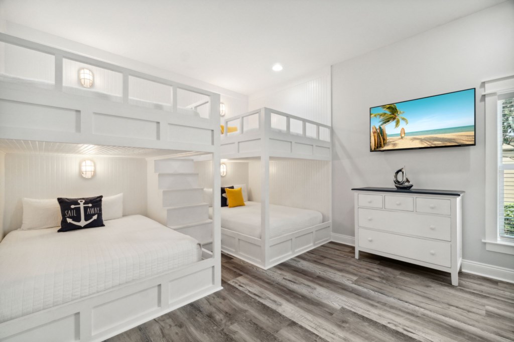 Bunk Room with Two Queen-Over-Queen Bunk Beds