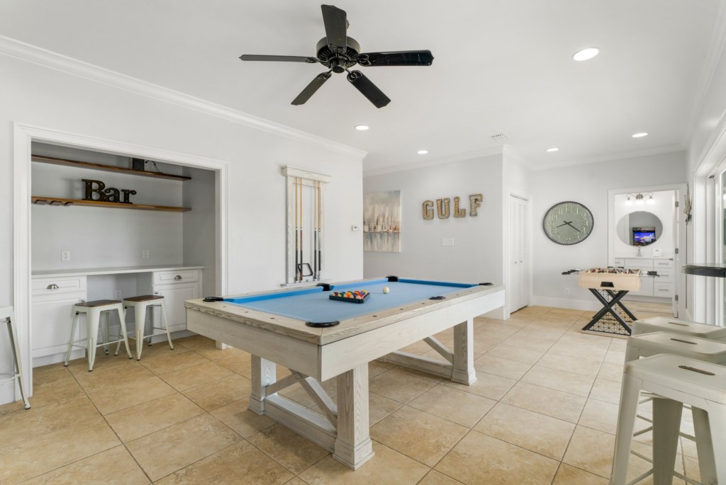 Game Room with Billiards Table, Arcade Machine, and Foosball Table On 2nd Floor