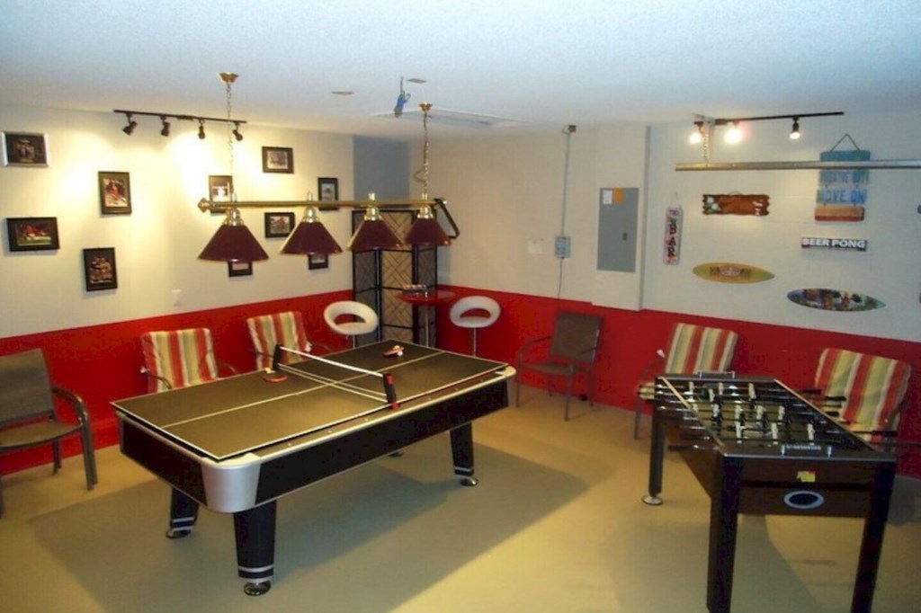 Table Tennis and Foosball are both available in the game room,