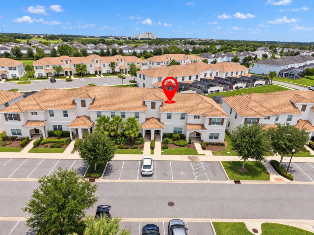 Bird-view of the property, parking available at the front.