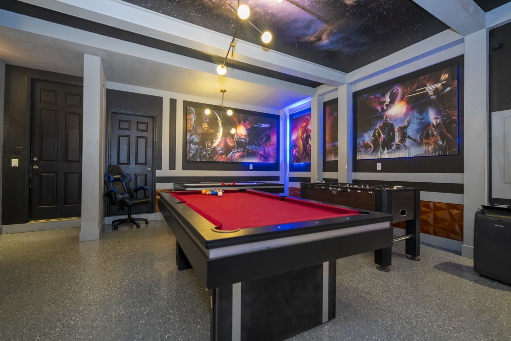 Garage converted to game room