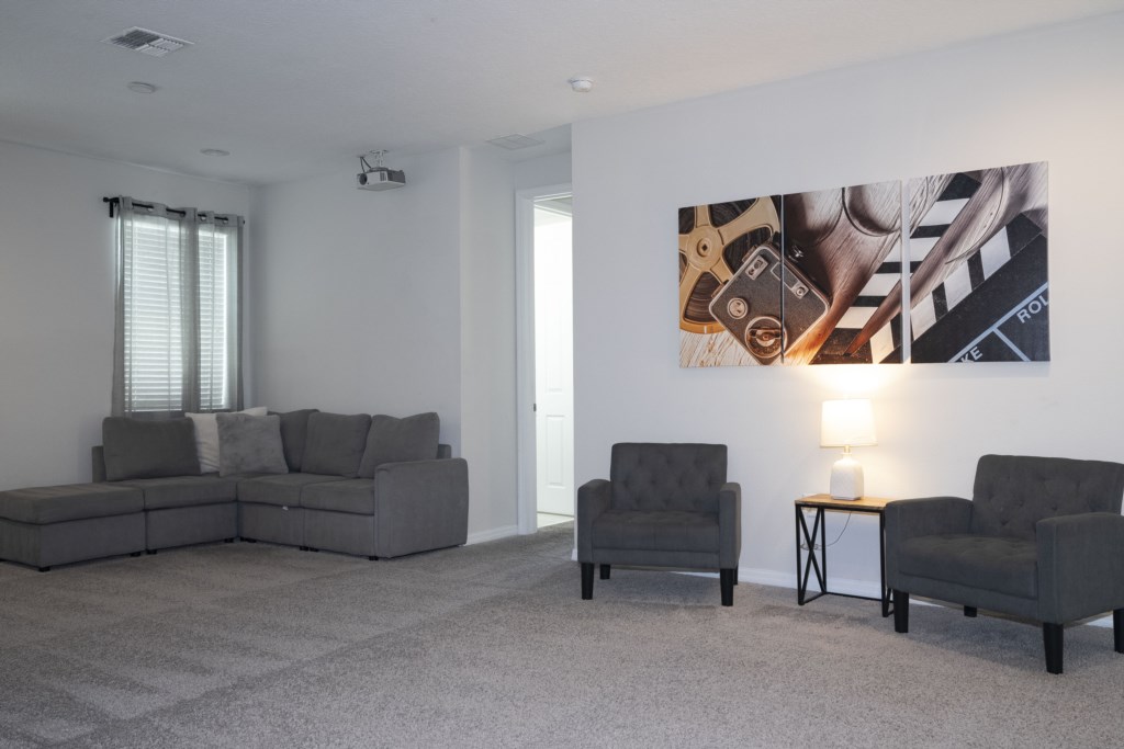 Loft area with projector