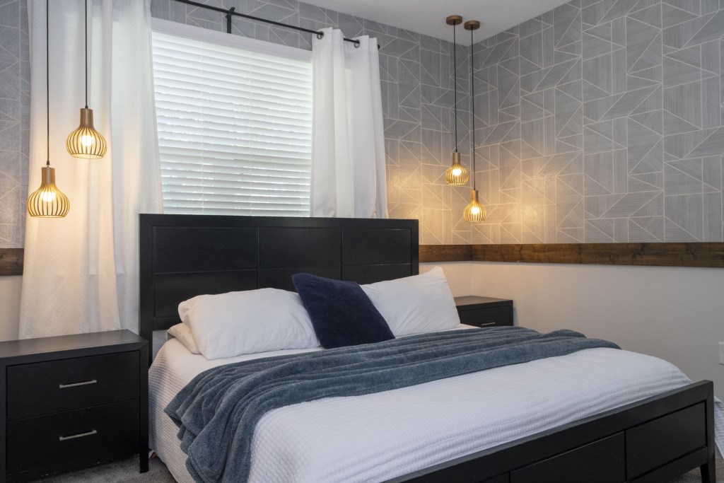 King bedroom w/ TV