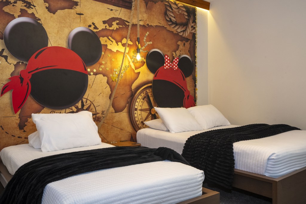 Pirate bedroom full + twin beds with TV