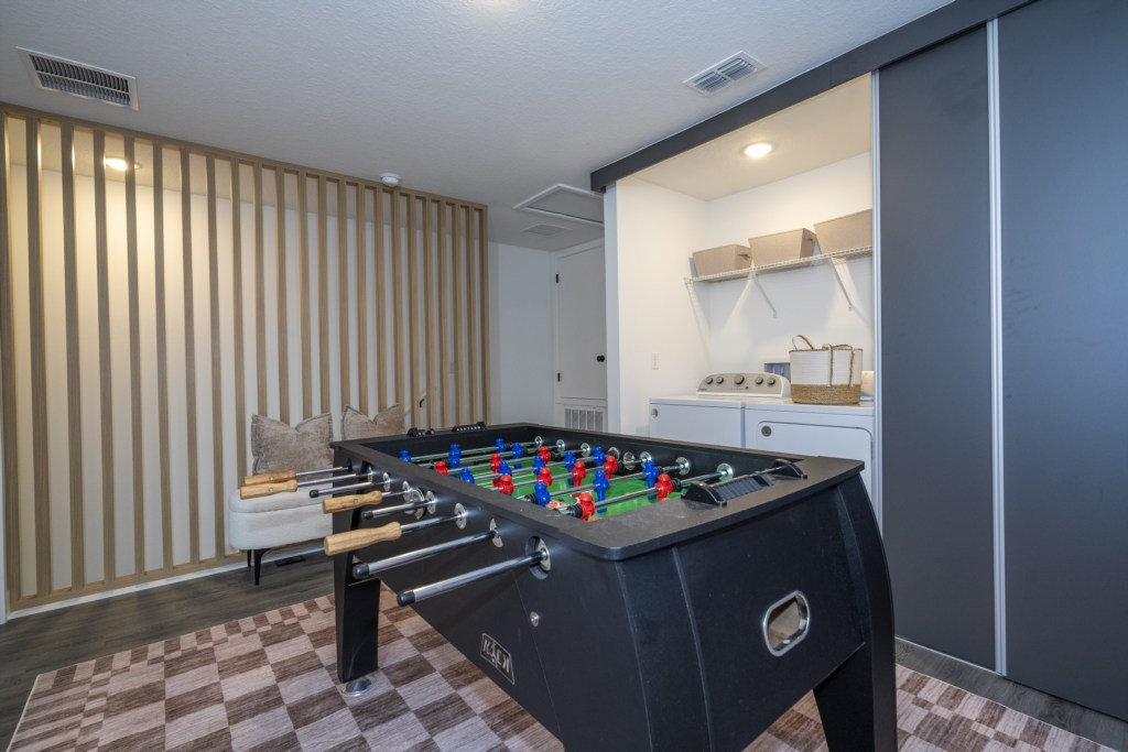 Loft area w/ foosball table + in-unit washer and dryer