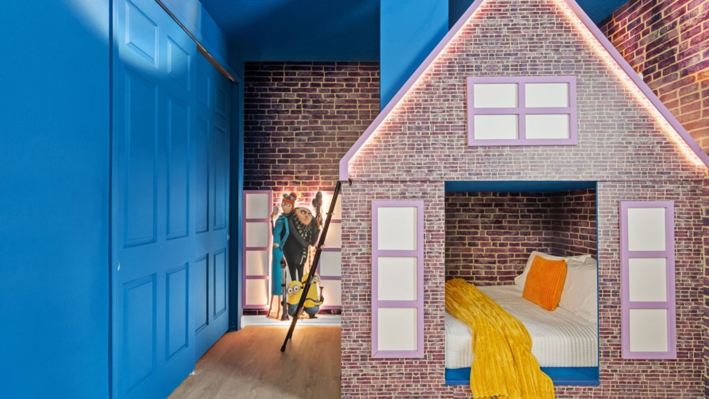 Minions themed bedroom w/ bunk bed full over full