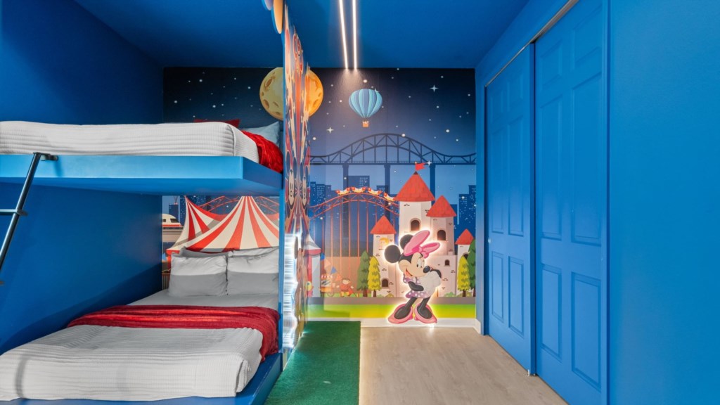 Mickey themed bedroom w/ bunk bed full over full