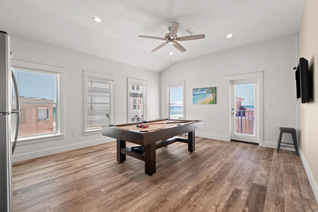 Gameroom with sweeping views of the Gulf on the 3rd level.