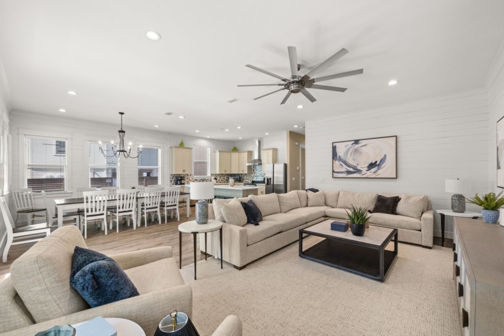 Living and Kitchen Area That Open Up To The Backyard