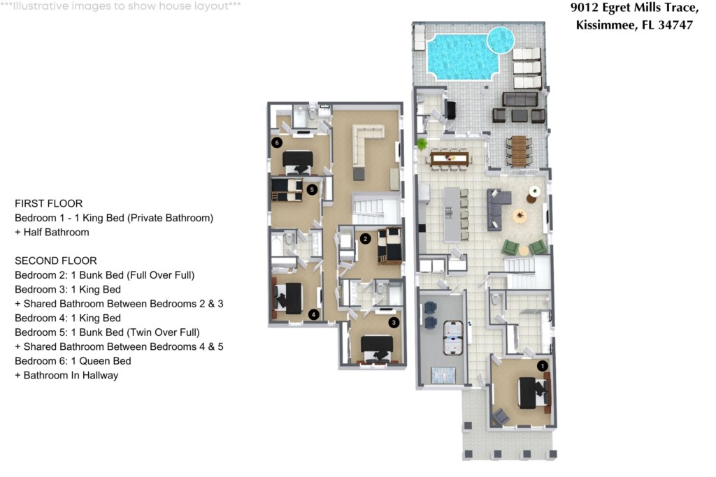 9012 Egret Mills Terrace, 6-bedroom vacation home at Solara Resort in Kissimmee, FL — photo 43 of 50